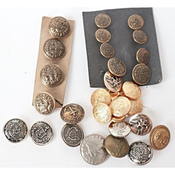 30 Vintage Military Buttons Metal Shank Airplane Anchor Royal Canadian Regiment - Picture 1 of 5